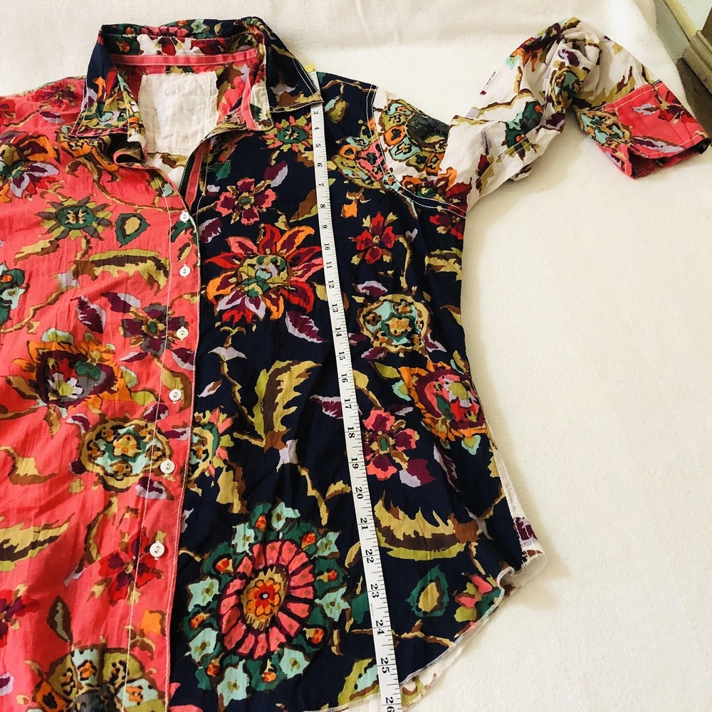 Cino Shirt Womens XL Multicolor Floral Cotton Button Front Long Sleeve Boho Top - Picture 8 of 10